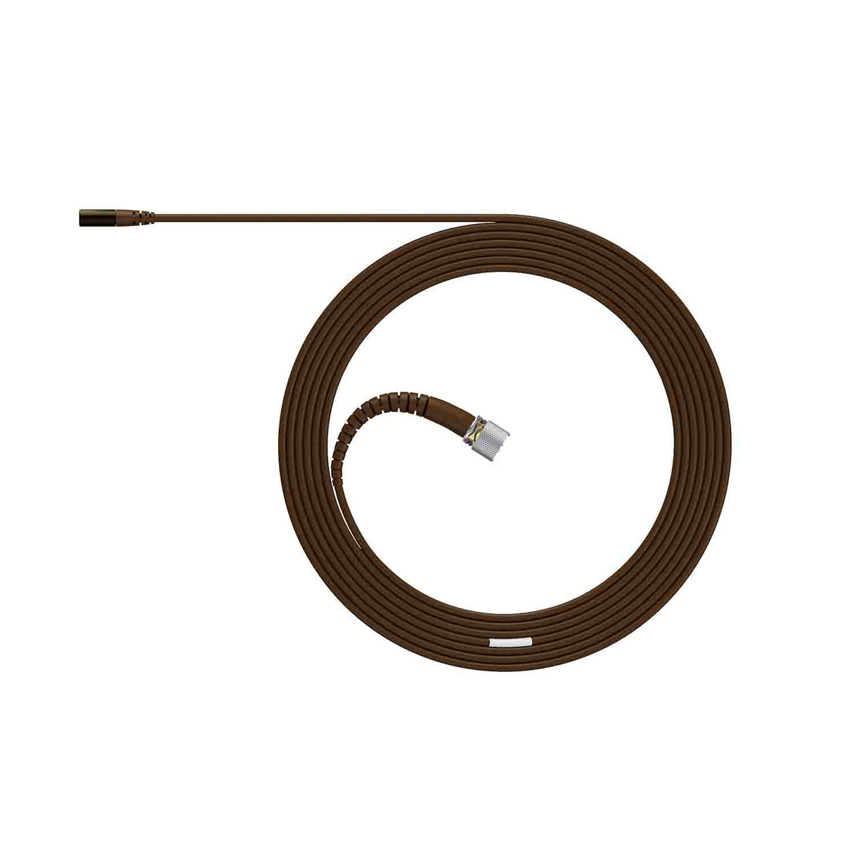 Brown DPA 6061 miniature microphone with microdot connecter on a white background