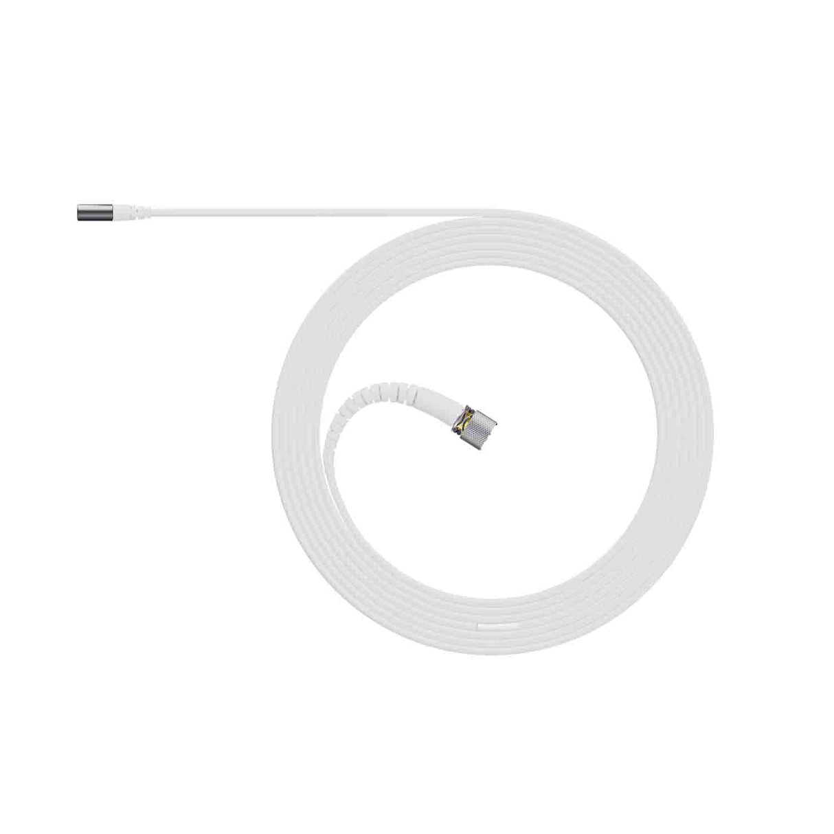 White DPA 6061 miniature microphone with microdot connecter on a white background