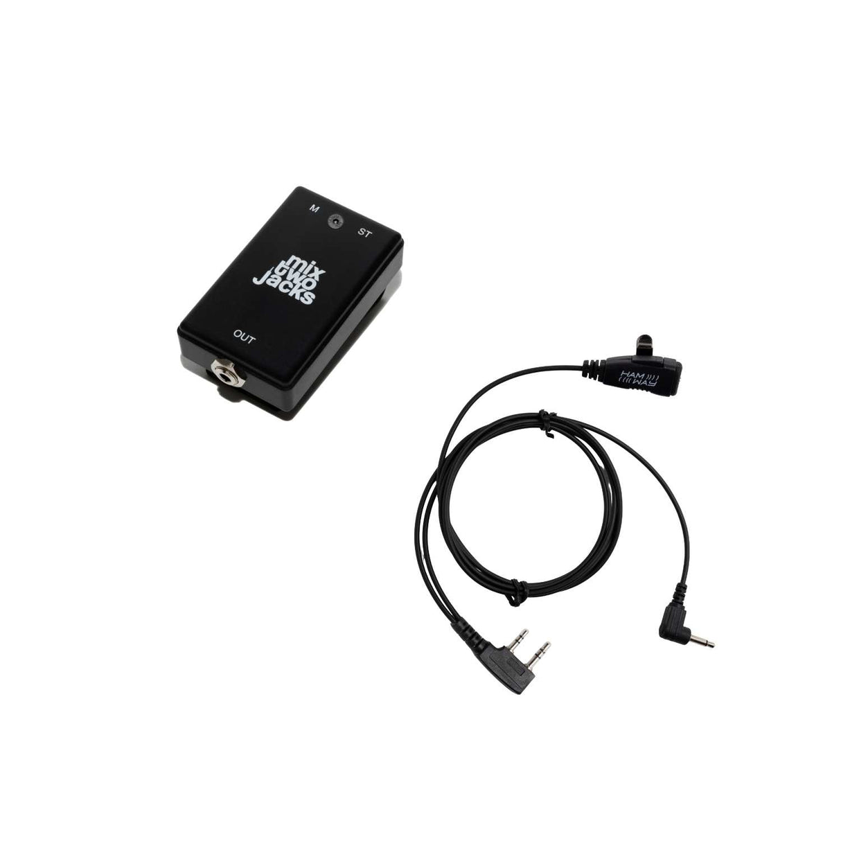 mixtwojacks with Kenwood cable on a white background.