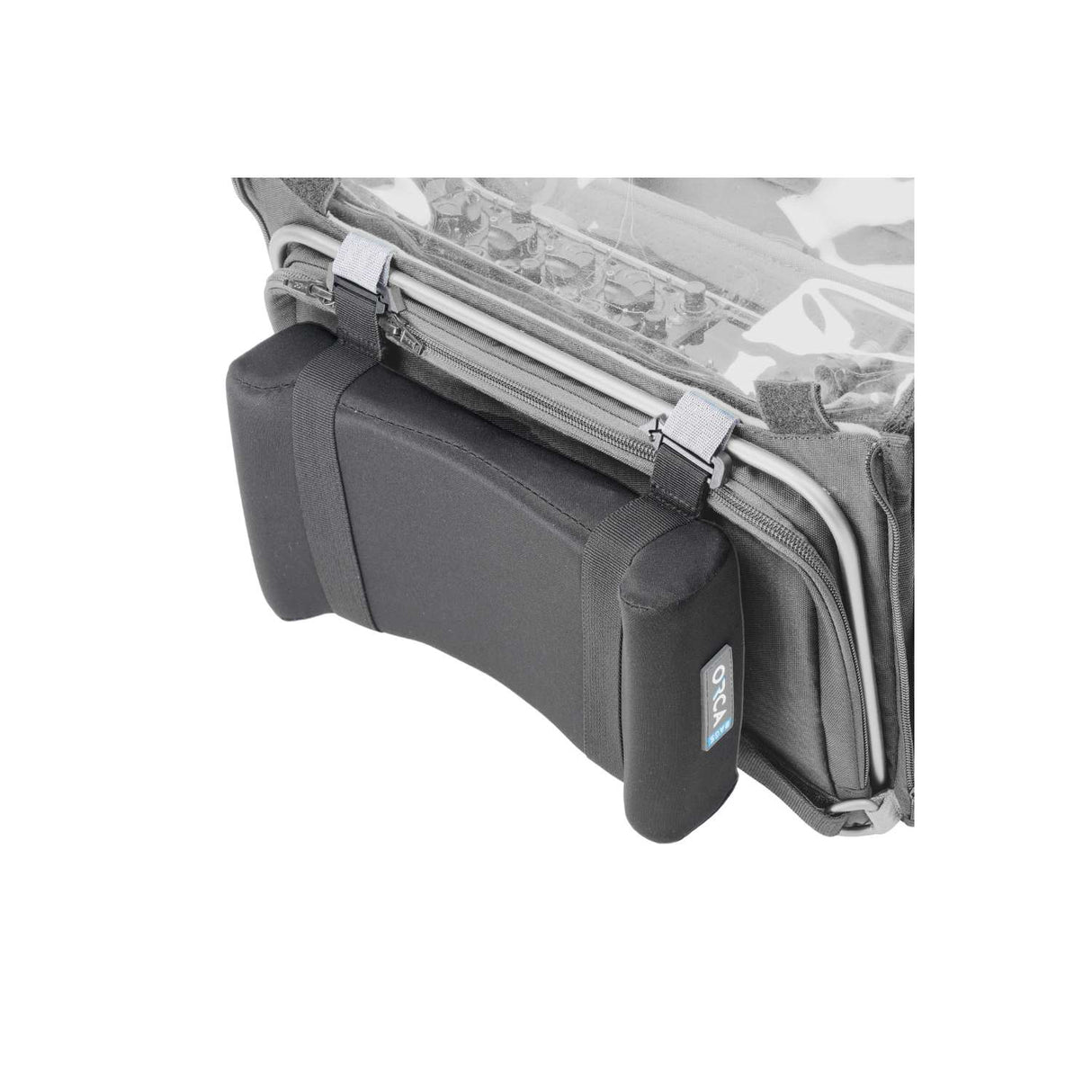 Orca 156 padded arc attached to bag on a white background.