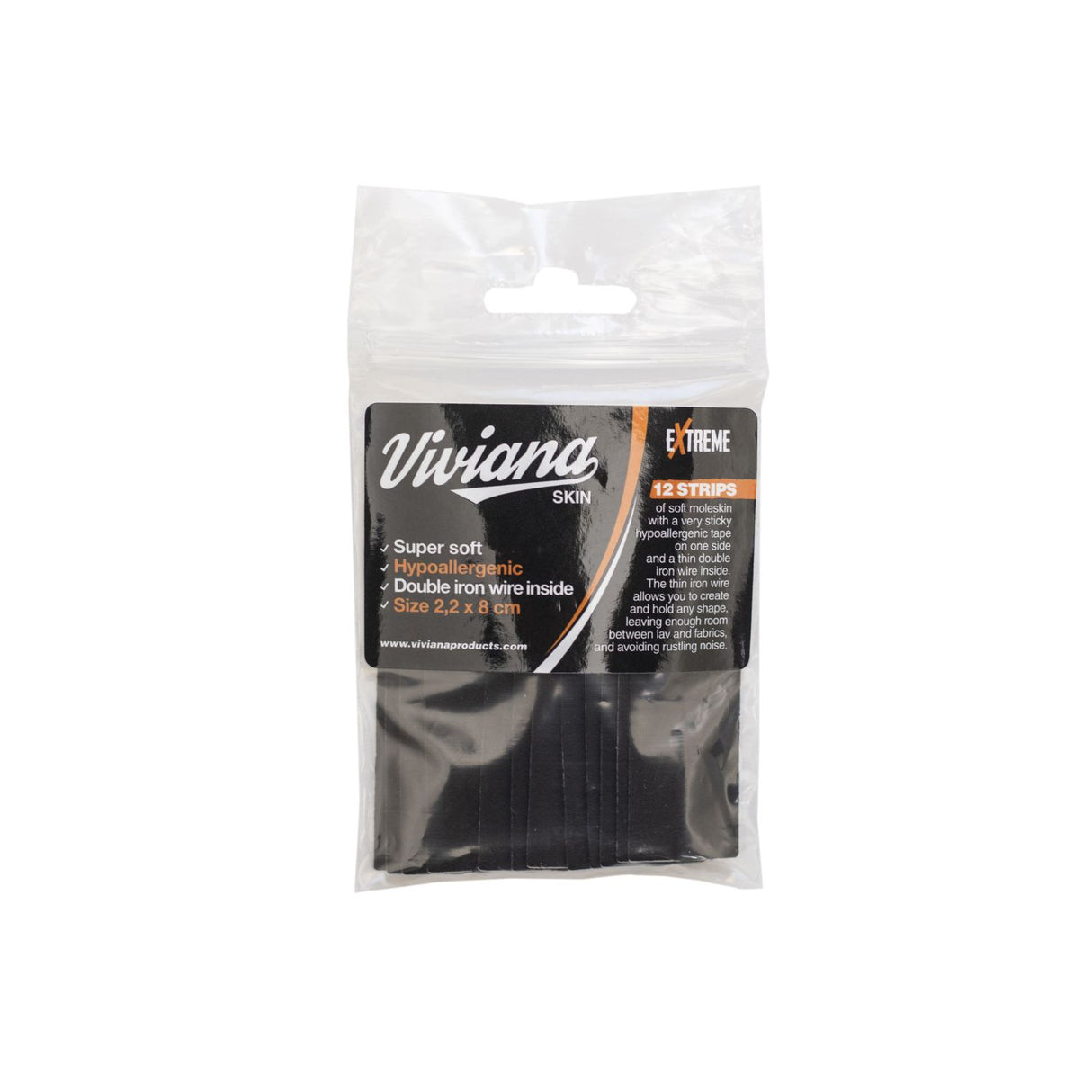 Viviana Moleskin Extreme black on a white background.