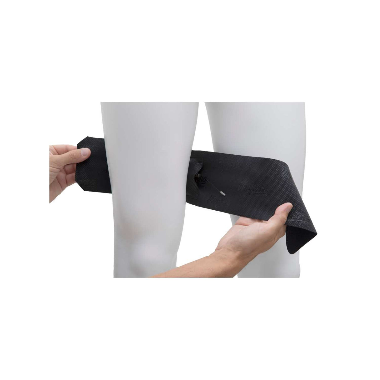 Black Extreme Thigh Side Strap application example, on a white background.