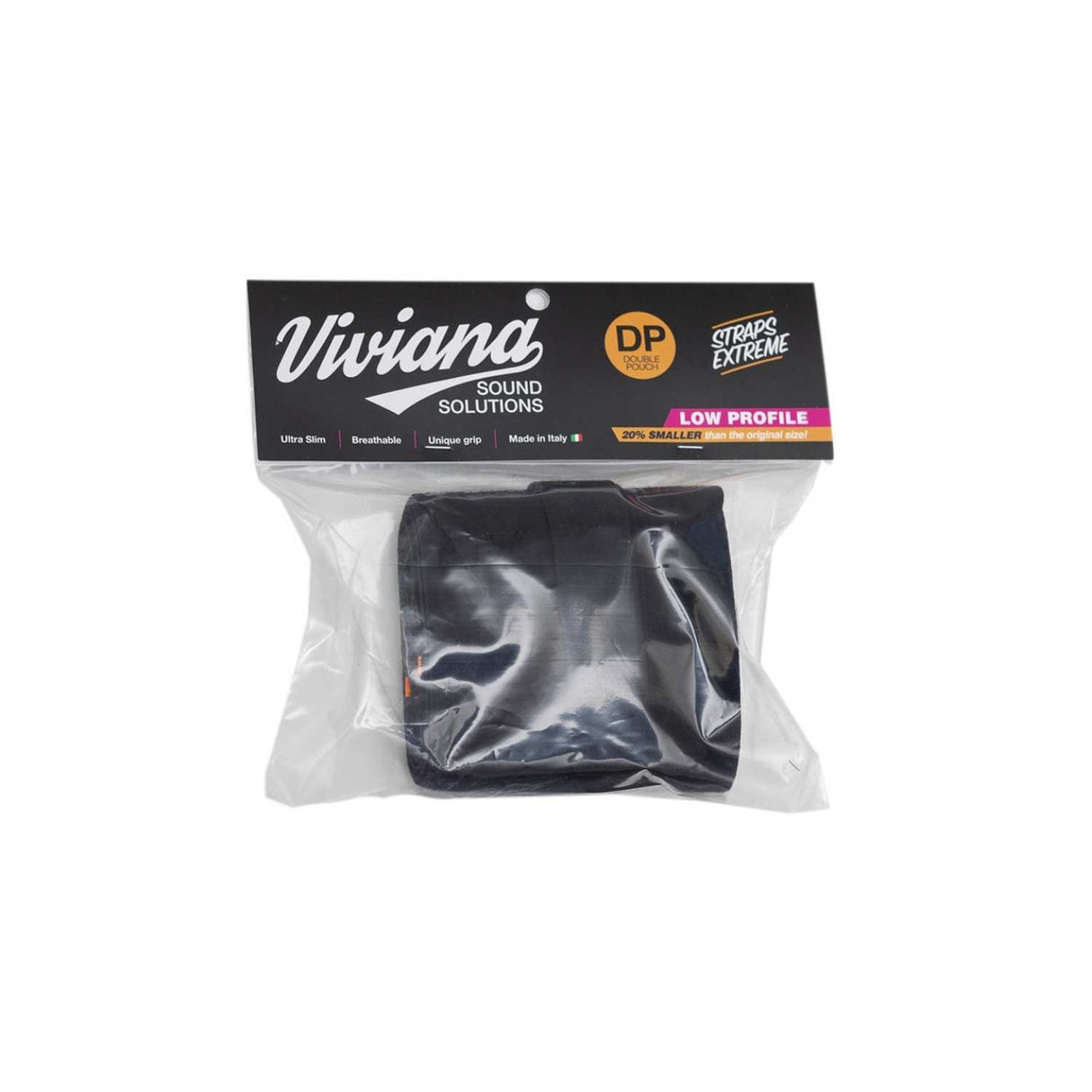 Black DP LP strap, on a white background.