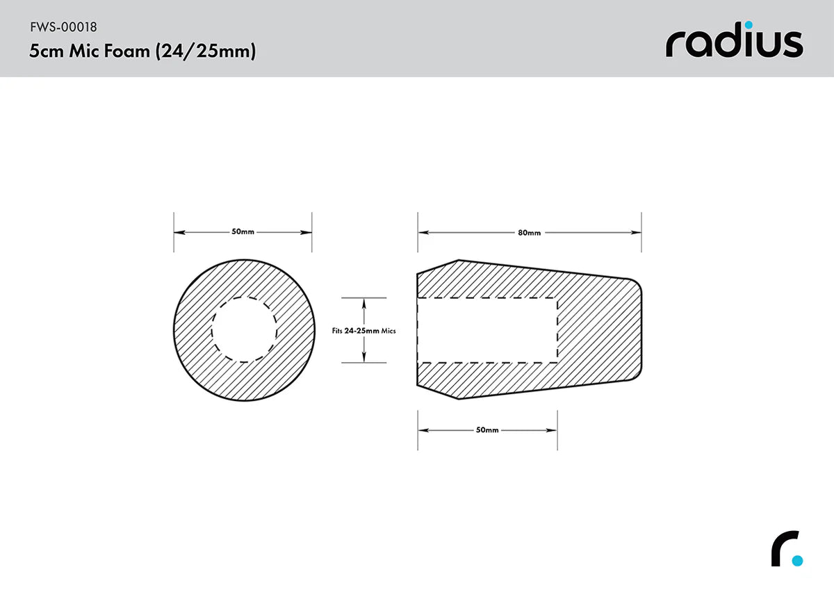 RADIUS Shotgun Mic Foam Windshield, MKH 50