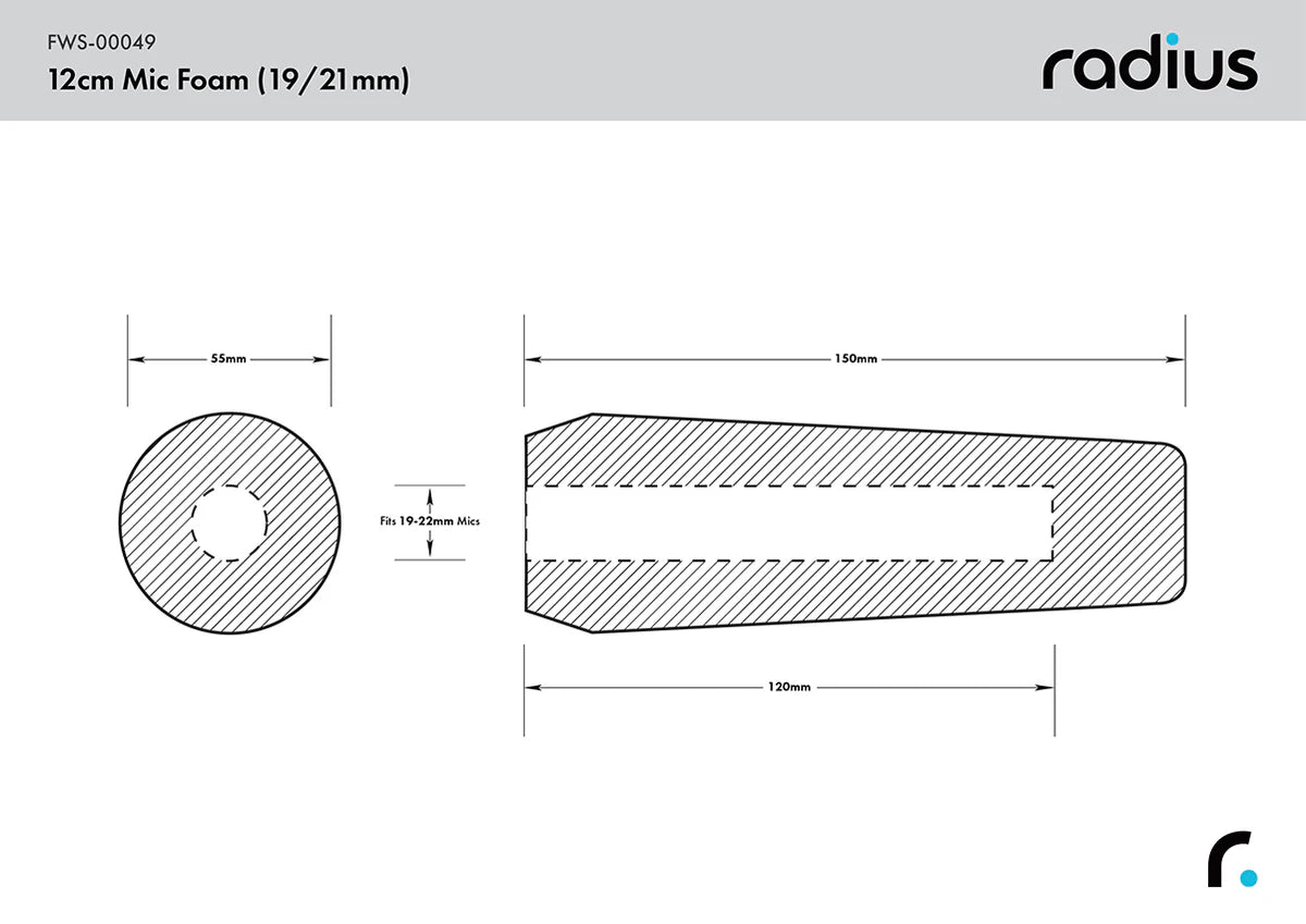 RADIUS Shotgun Mic Foam Windshield, 12cm STD Hole