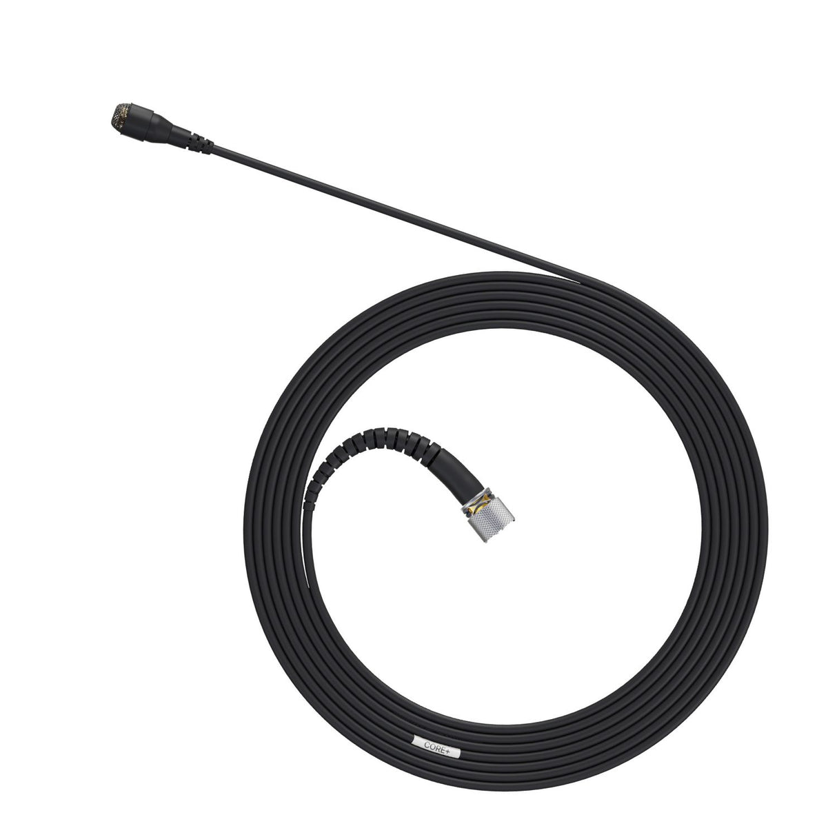dpa 4060 miniature microphone with microlock connector in black colided up on a white background  