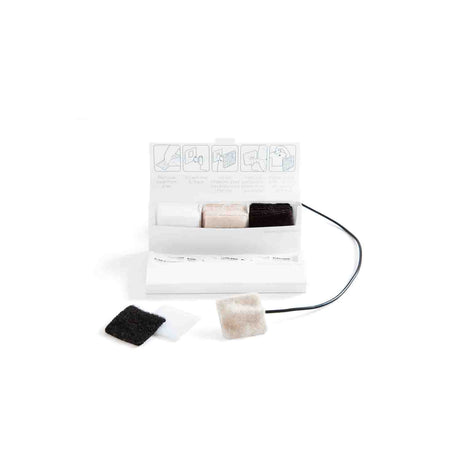 Bubblebee Industries Invisible Lav Covers Moleskin, small open pack, with mic, on a white background