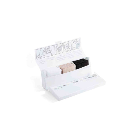 Bubblebee Industries Invisible Lav Covers Moleskin, small open pack, on a white background