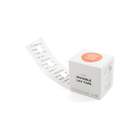 Roll of 'The Invisible Lav Tape' in a white box on a white background