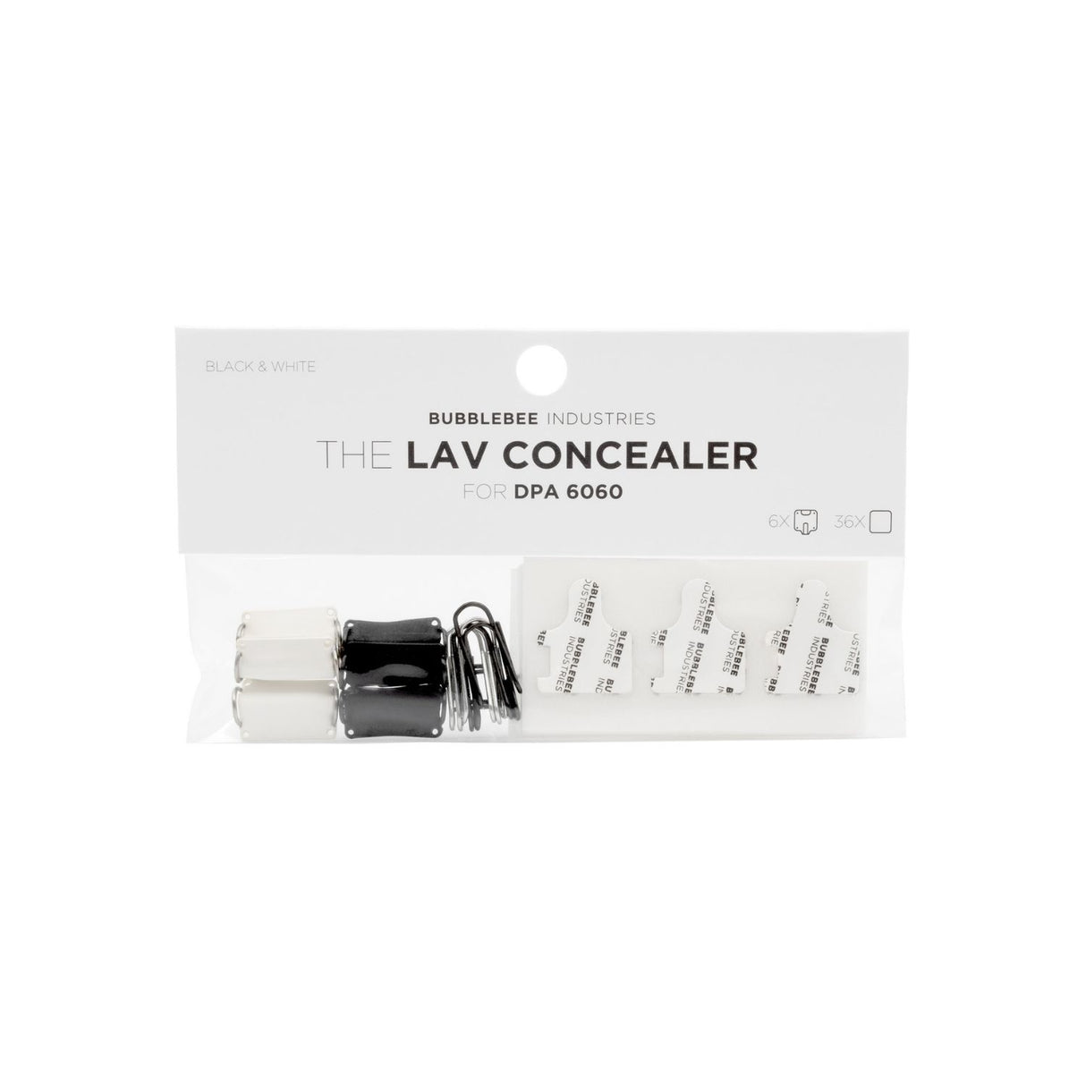 Packaging of The Lav Concealer for DPA 6060, 6 pack, by Bubblebee Industries on a white background