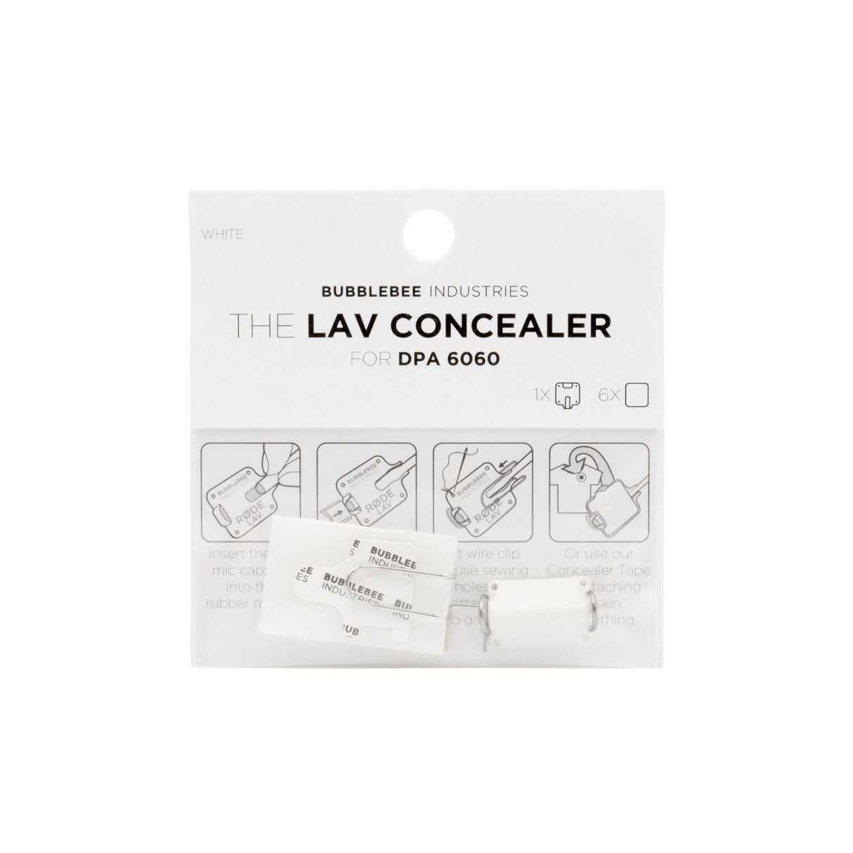 Package of White Bubblebee Industries Lav Concealer for DPA 6060 on a white background
