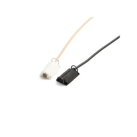 The Lav Concealer for DPA 6060, 1 black and 2 white, on mics, by BBI on a white background