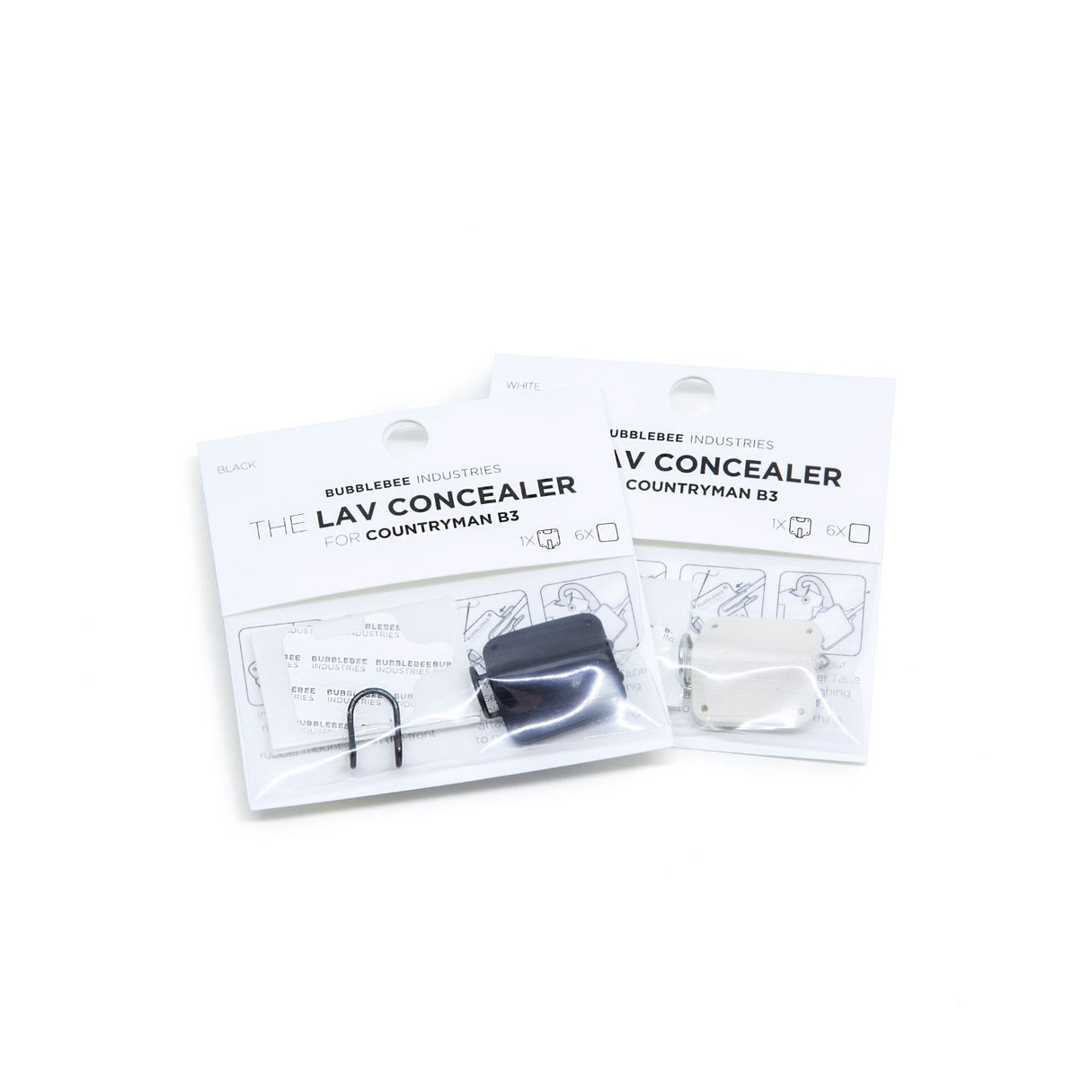 Two packages of Bubblebee Industries Lav Concealers for Countryman B3, on a white background