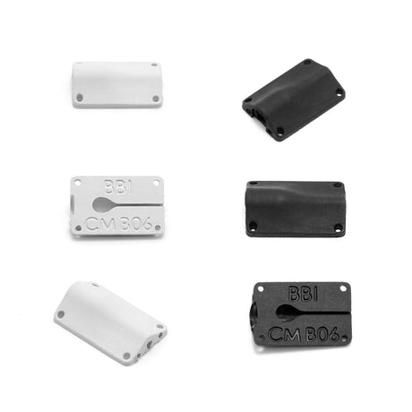 Bubblebee Industries 3x Black and 3x White Lav Concealers for Countryman B6, on a white background.