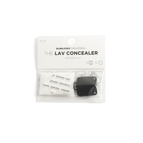 BBI Packaged Black Lav Concealer for Rode Lav, on a white background