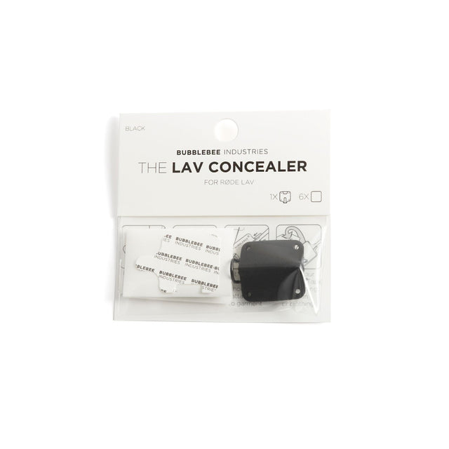 BBI Packaged Black Lav Concealer for Rode Lav, on a white background