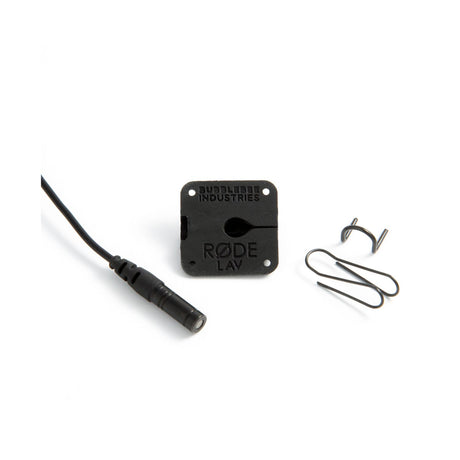 BBI Black Lav Concealer for Rode Lav with accessories, on a white background