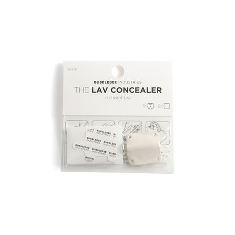 BBI Packaged White Lav Concealer for Rode Lav, on a white background