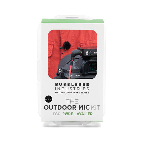 Box of Bubblebee Industries Outdoor Mic Kit (black) for Røde Lavalier on a white background