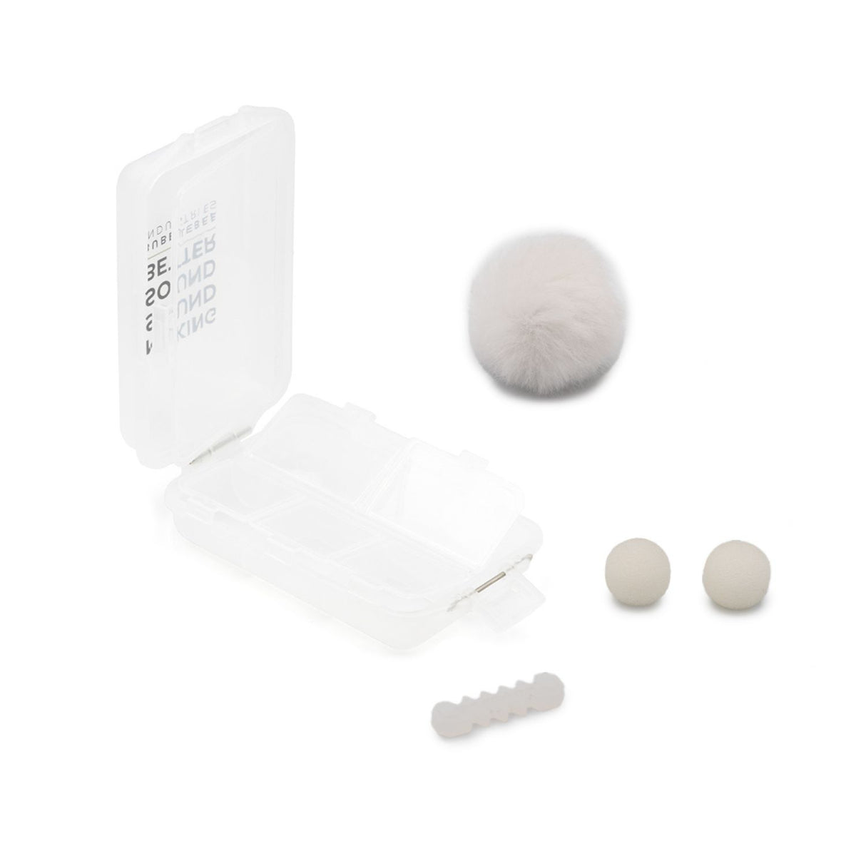 White Windbubble, foams, cable saver, with Accessories Case, on a white background