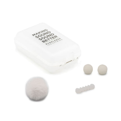 White Windbubble, foams, cable saver, with Accessories Case (closed), on a white background