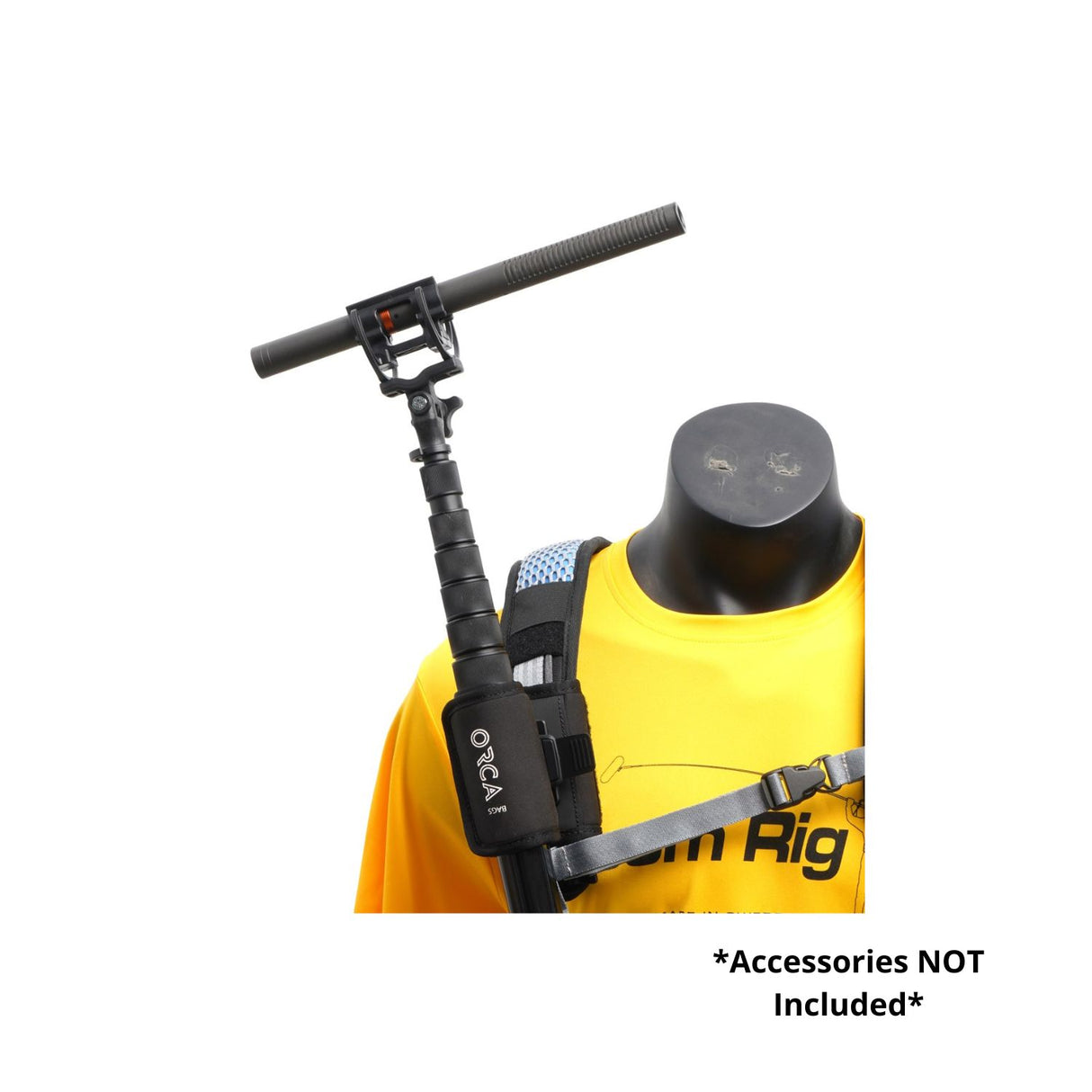 ORC-OR-117 Boom Pole Magnetic Holder, on a harness, on a white background.