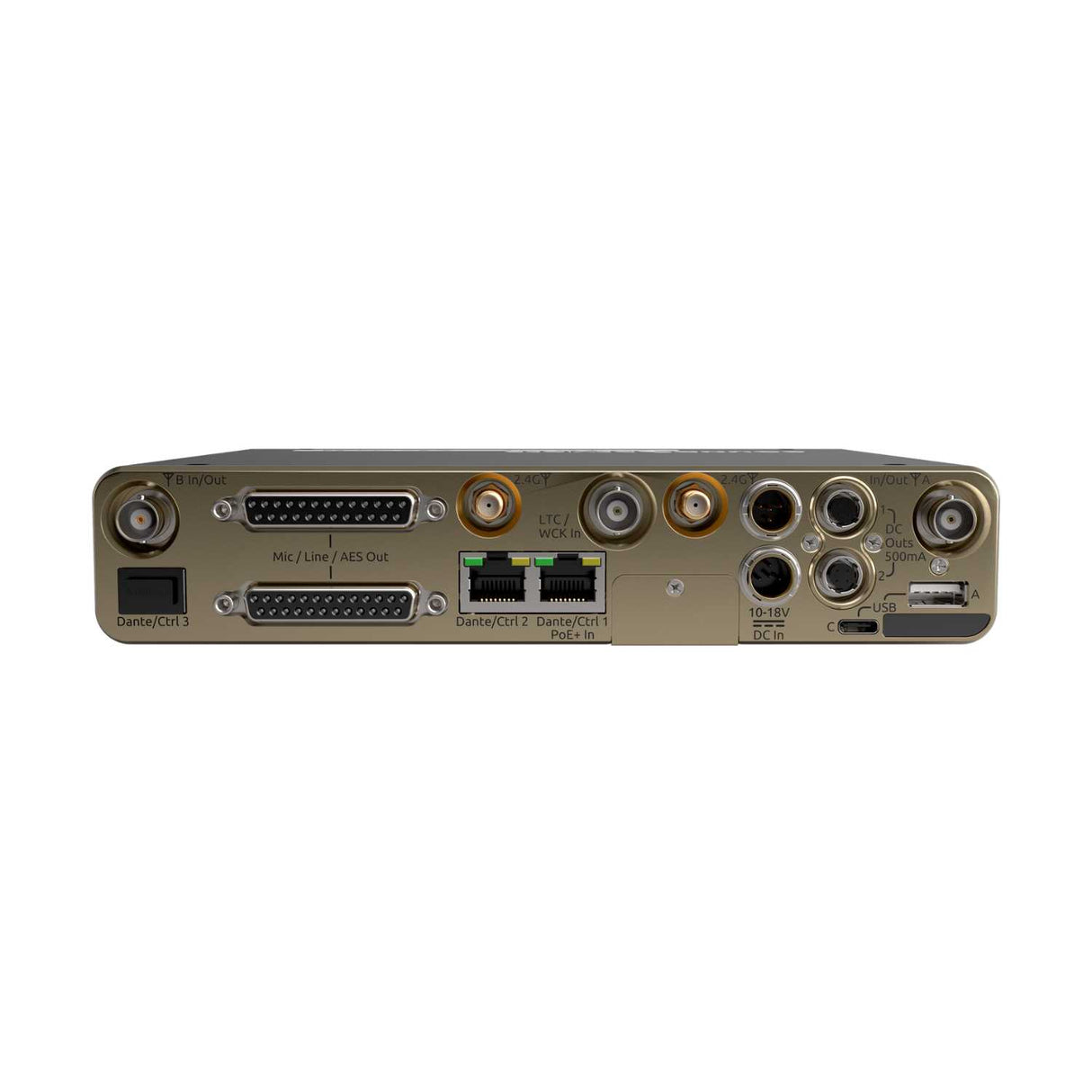 Sound Devices Astral ARX16 rear panel, on a white background.