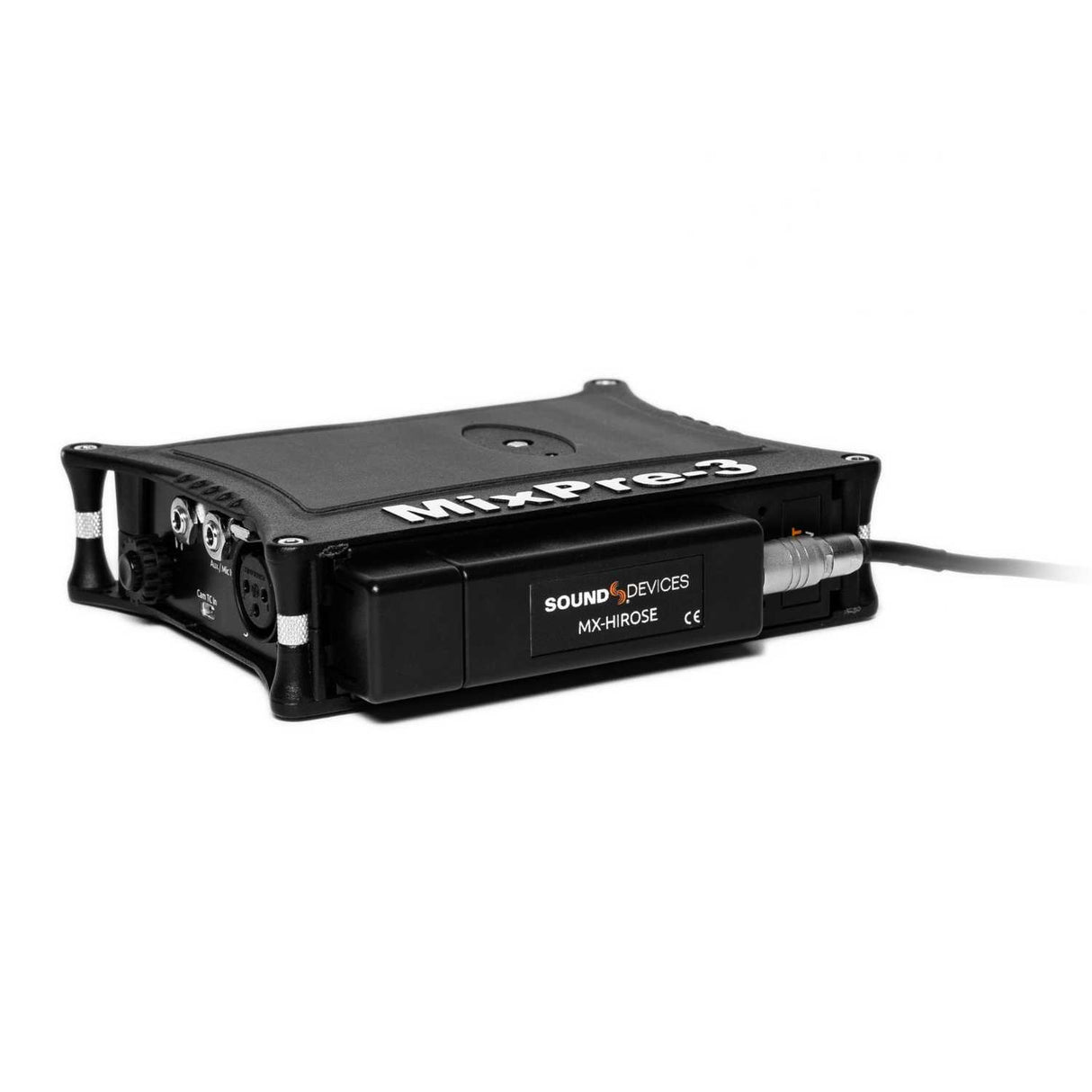 Sound Devices MX-HIROSE angled view on a white background.