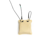 Beige Belt Puffy Pouch with cable on a white background.
