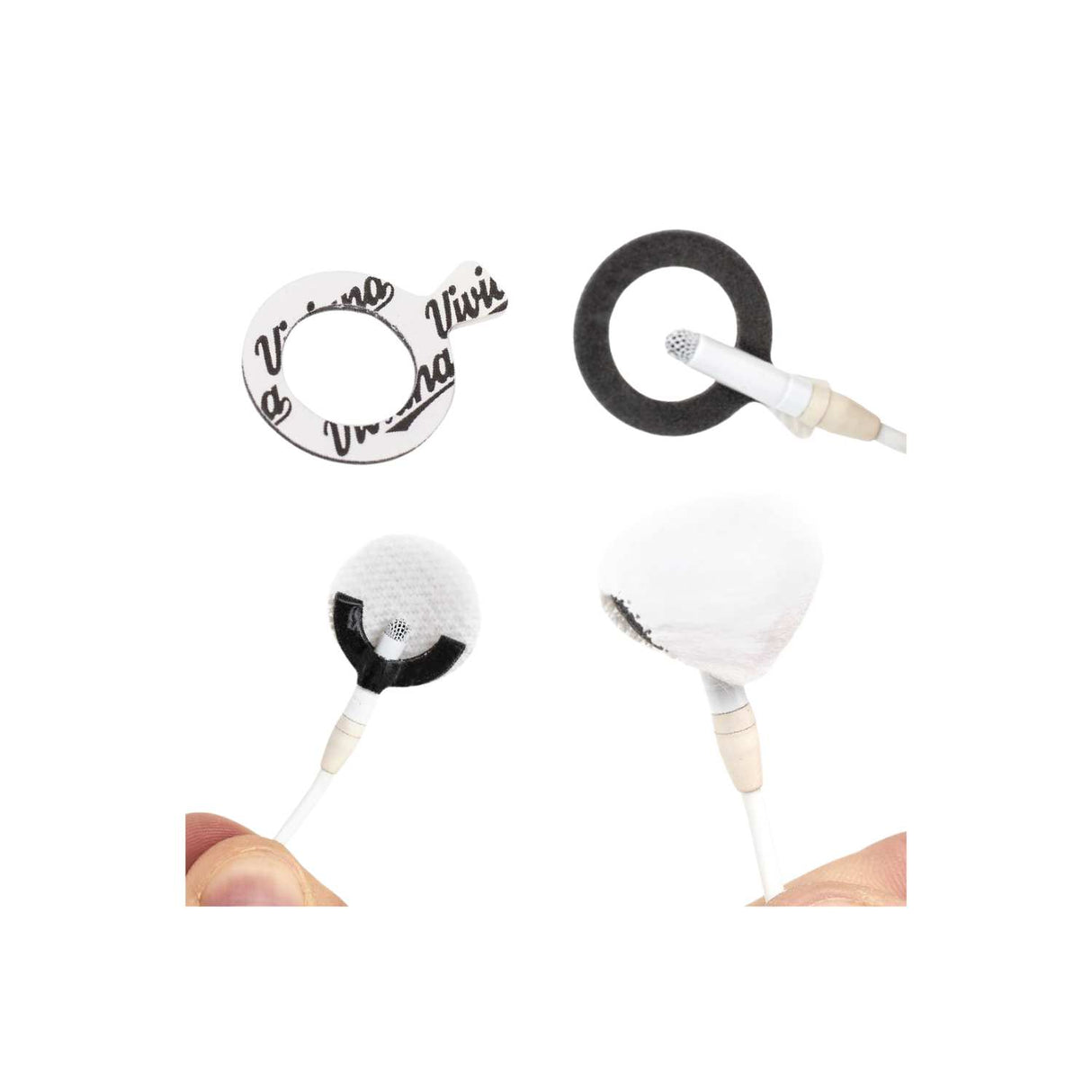 Viviana Round Dot with hole, differerent applications, on a white background.