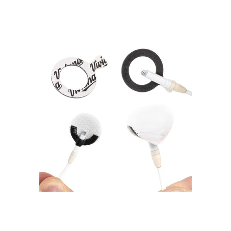 Viviana Round Dot with hole, differerent applications, on a white background.