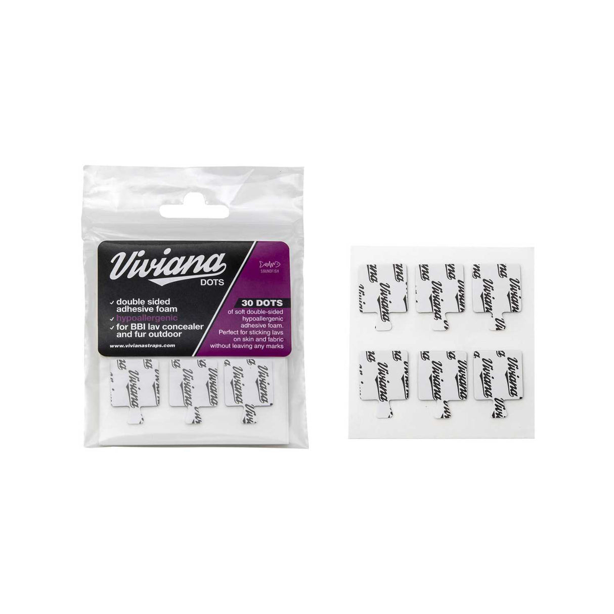 Packaged & Unpackaged Viviana Dots Square, on a white background.