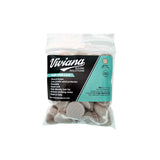 Pack of 50 beige round Viviana Sound Solutions Fur For Lav, on a white background.