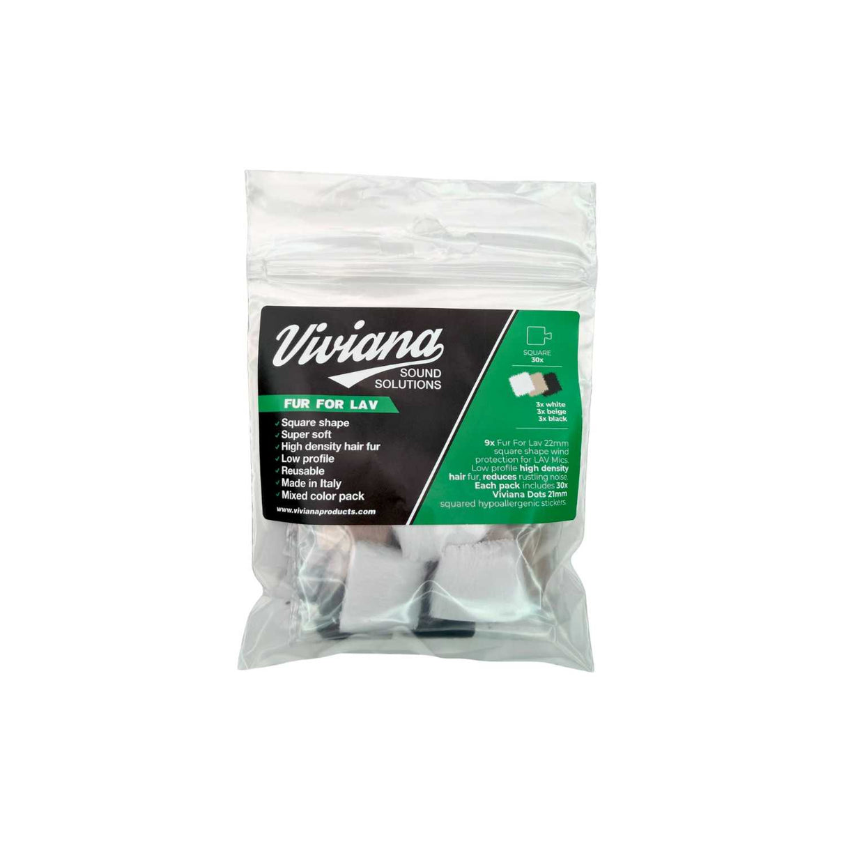 Viviana Fur For Lav pack of 3 colours, square, on a white background.