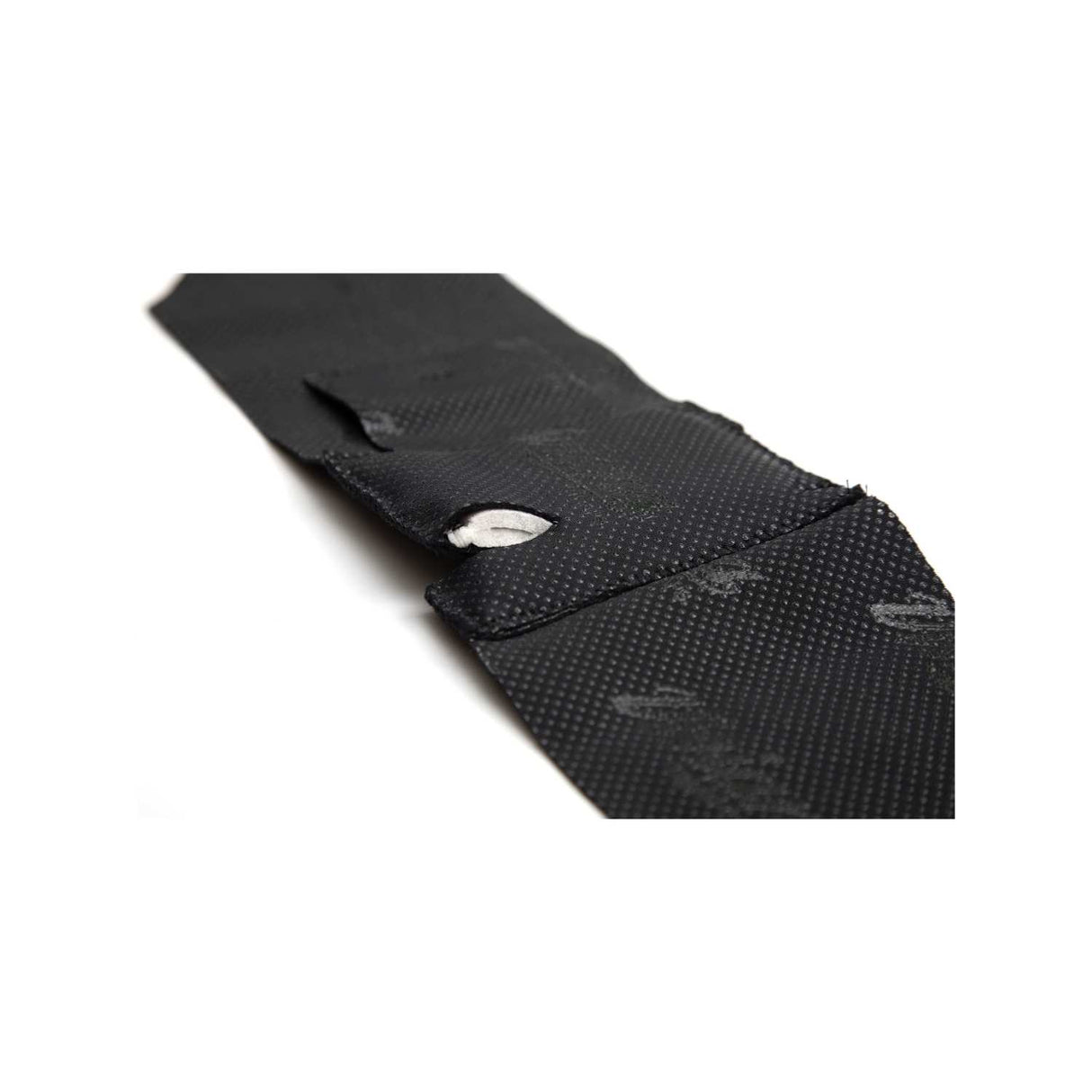 Black Ankle Puffy Pouch detail, on a white background.