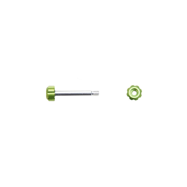Green Viviana screw and nut, on a white background.