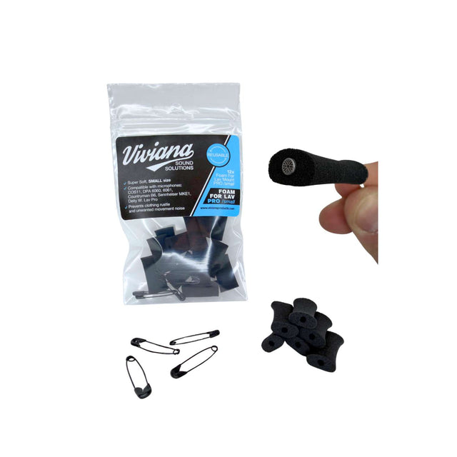 Viv Foam for Lav, black small, packaged and contents displayed.