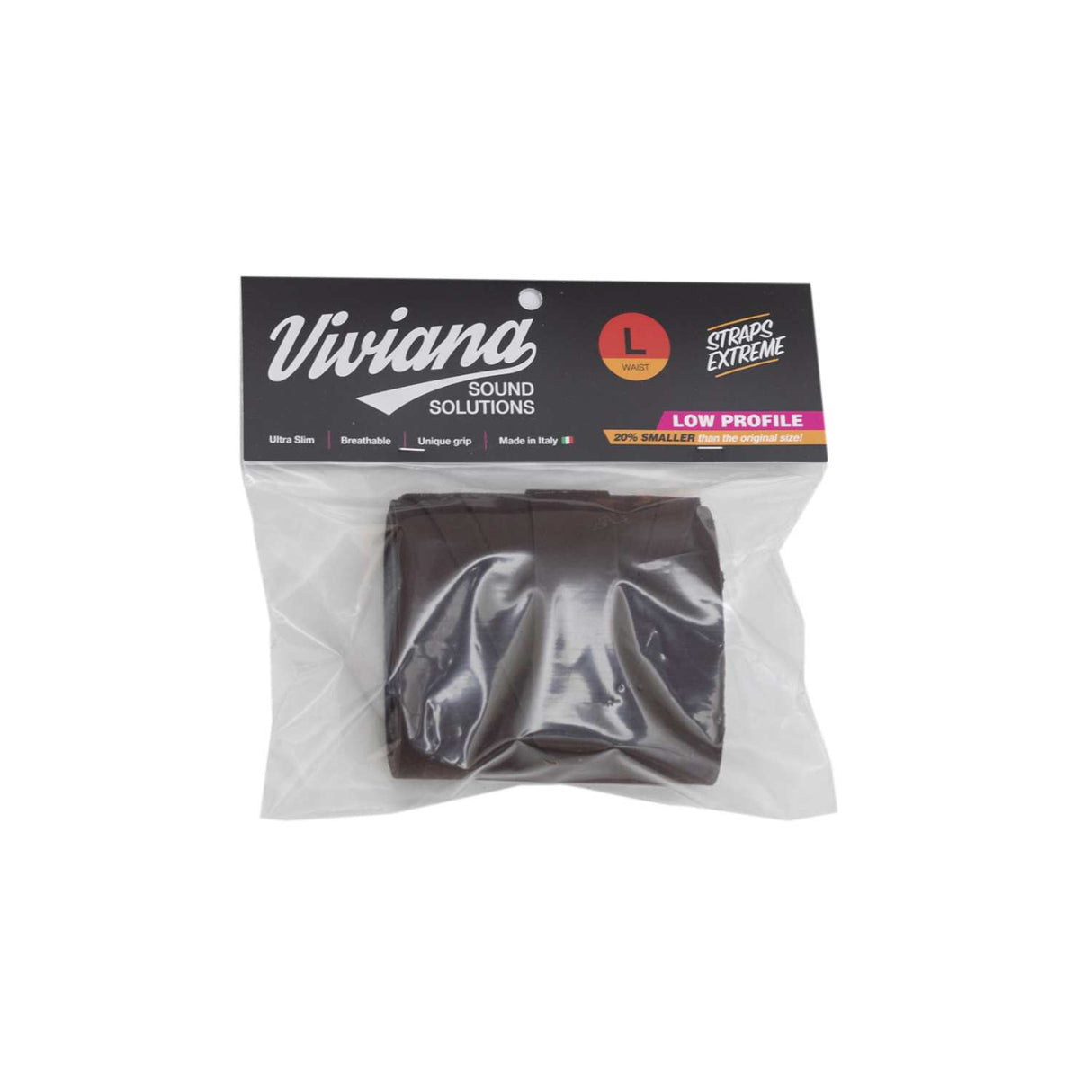 Brown L LP waist strap on a white background.