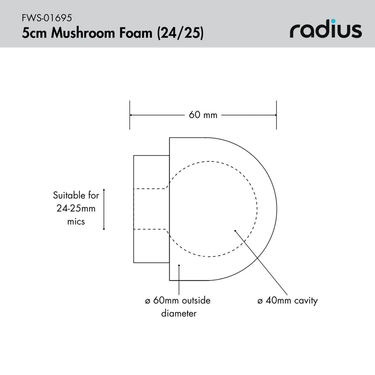 RADIUS 5cm MKH50 Mushroom Mic Foam (24/25)